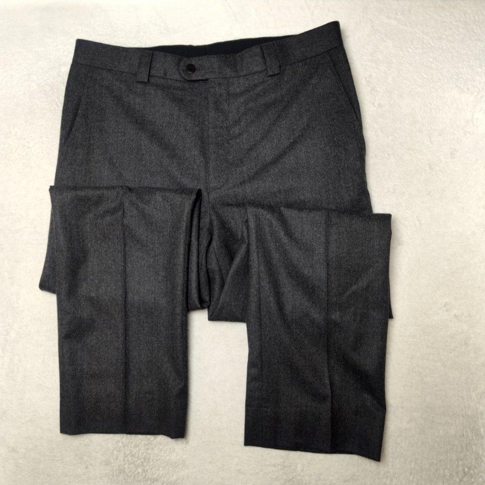 Caruso Pants Mens 36x29 Gray Wool Flannel Flat Front Superfine 120s Italy Suit - Picture 3 of 15